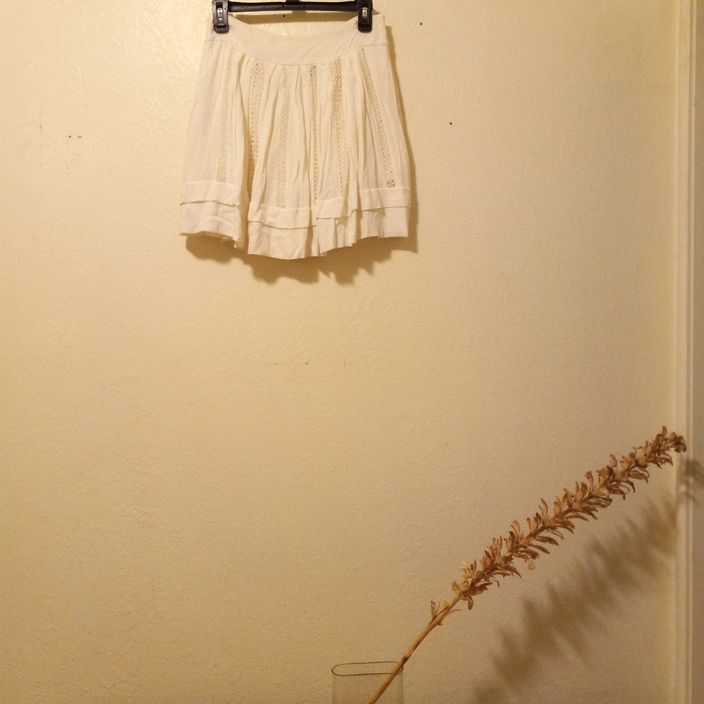 IRO White Crochet Inset Boho Tennis Skirt Preppy Boho Girly Cottagecore Prairie - Picture 1 of 12